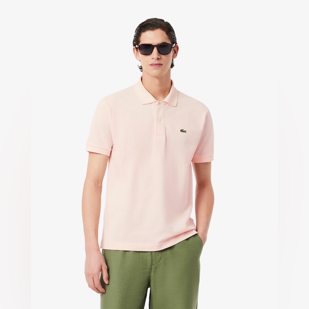 Lacoste Light Pink Polo With Green Logo Men’s Classic Fit Us Small